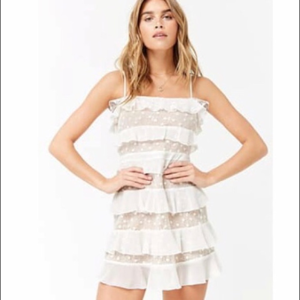 NEW Forever 21 White Embroided Mesh Dress